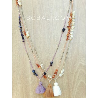 small beads stopper with shells necklaces tassels