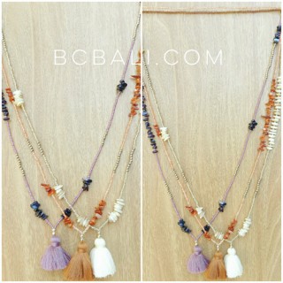 small beads stopper with shells necklaces tassels