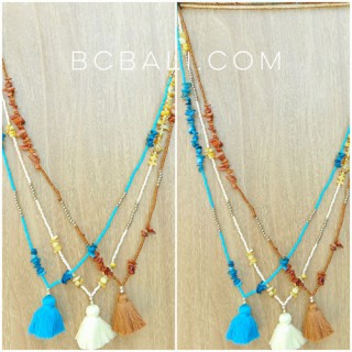 small beads stopper with shells necklaces tassels bali