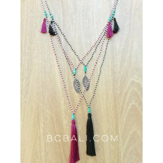 stone small beads tassels necklaces charms triangle