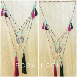 stone small beads tassels necklaces charms triangle