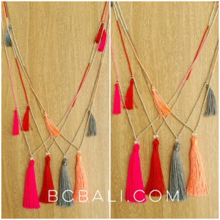 stoper beads silver 3 tassels necklaces bali