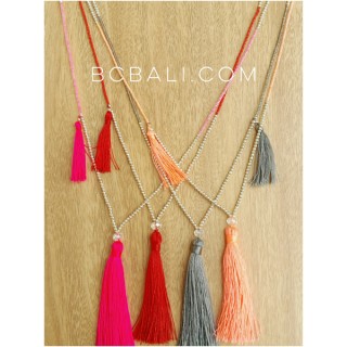 stoper beads silver 3 tassels necklaces bali