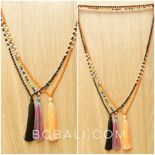 tassels necklaces long seed beads crystal design