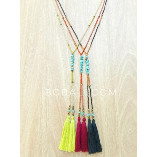 turquoise beads tassels necklace pendant 3color