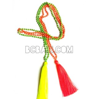 beads stone necklaces tassels long strand pendant