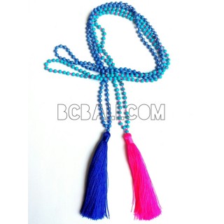 beads stone necklaces tassels long strand pendant