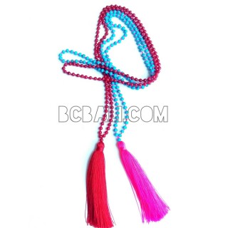 beading stone necklaces tassels pendant long