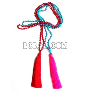 bali beads stone necklaces tassels pendant pyrus