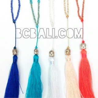 long beading tassels necklaces budha yoga