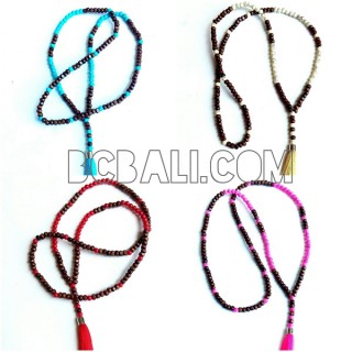 long tassels necklaces bead wood Pendant