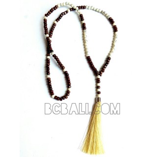 long tassels necklaces bead wood Pendant