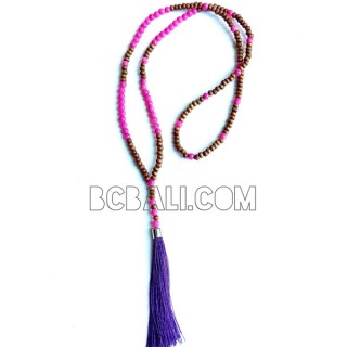 long tassels necklaces bead wood Pendant