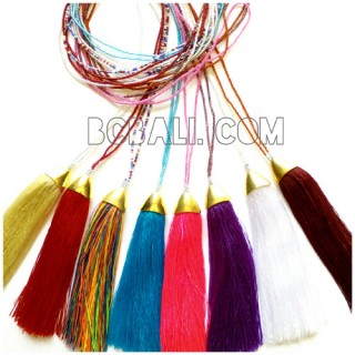 mix color tassel necklaces golden chrome pendant