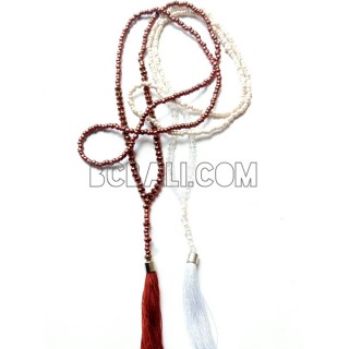 8 color necklaces tassel bead metalic crystal