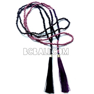 8 color necklaces tassel bead metalic crystal