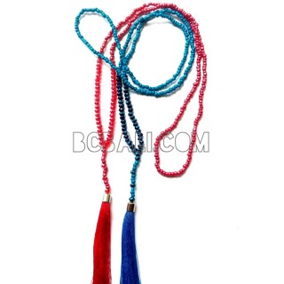 8 color necklaces tassel bead metalic crystal