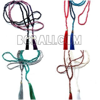 8 color necklaces tassel bead metalic crystal