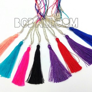 string tassel chrome silver bead necklaces pendant