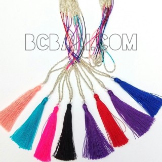 string tassel chrome silver bead necklaces pendant