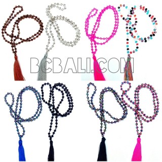 tassel necklaces beads crystal pendant