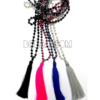 tassel necklaces beading crystal pendant bali