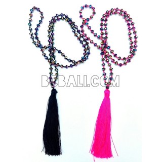 tassel necklaces beading crystal pendant bali