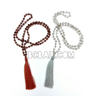 tassel necklaces beading crystal pendant bali