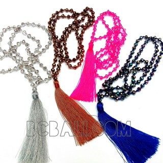 tassel necklaces beads crystal pendant long