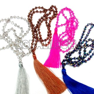 tassel necklaces beads crystal pendant long