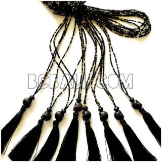 tassel necklaces small bead skull pendant