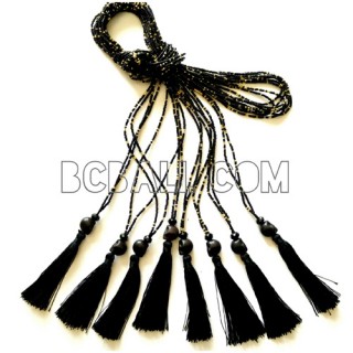 tassel necklaces small bead skull pendant