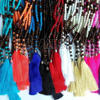 mix alot long tassel necklaces bead wooden