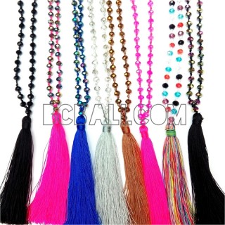 tassel necklaces beads crystal pendant