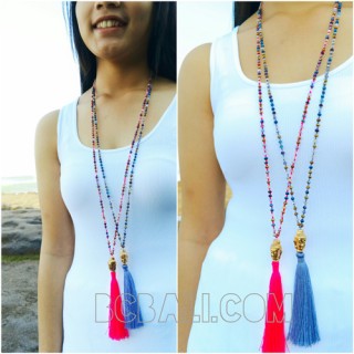 budha chrome necklaces tassels crystal beads