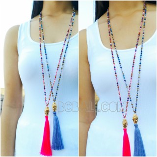 budha chrome necklaces tassels crystal beads