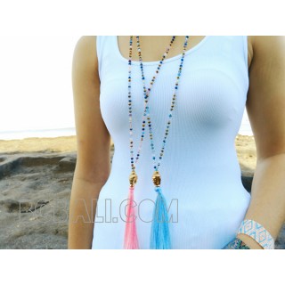 budha tassels chrome necklaces pendant crystal 