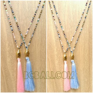 budha tassels chrome necklaces pendant crystal 