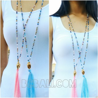 budha tassels chrome necklaces pendant crystal 