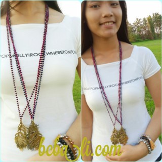 crystal beads necklaces leaves pendant golden