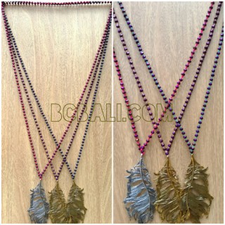 crystal beads necklaces leaves pendant golden