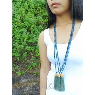 crystal beads necklace tassels single strand