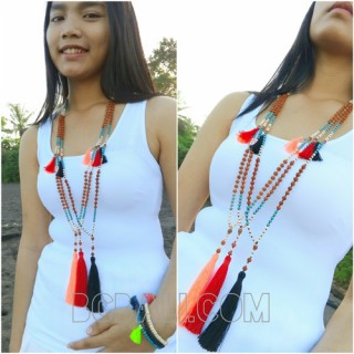 mala beads tassels necklace handmade bali