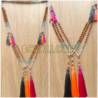 mala beads tassels necklace handmade bali