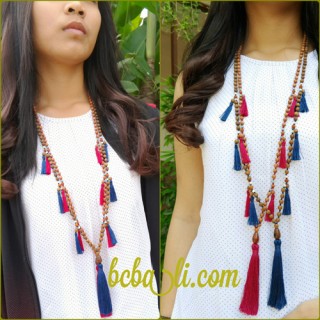 multi tassels necklaces wood sabo handmade