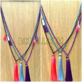 necklaces beads phyrus tassels triple charm