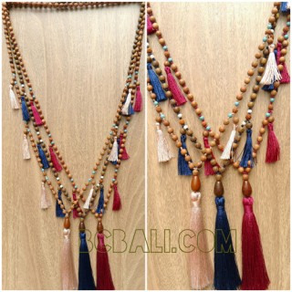 tassel necklaces wood bead jewelries designs