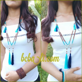 tassels beads wood mala natural handmade 