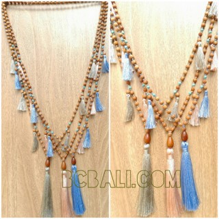 tassels necklaces beads wooden sabo organic 