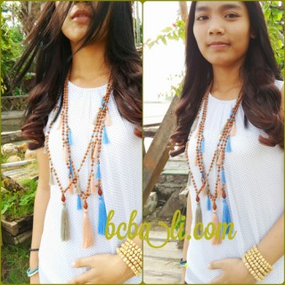 tassels necklaces beads wooden sabo organic 